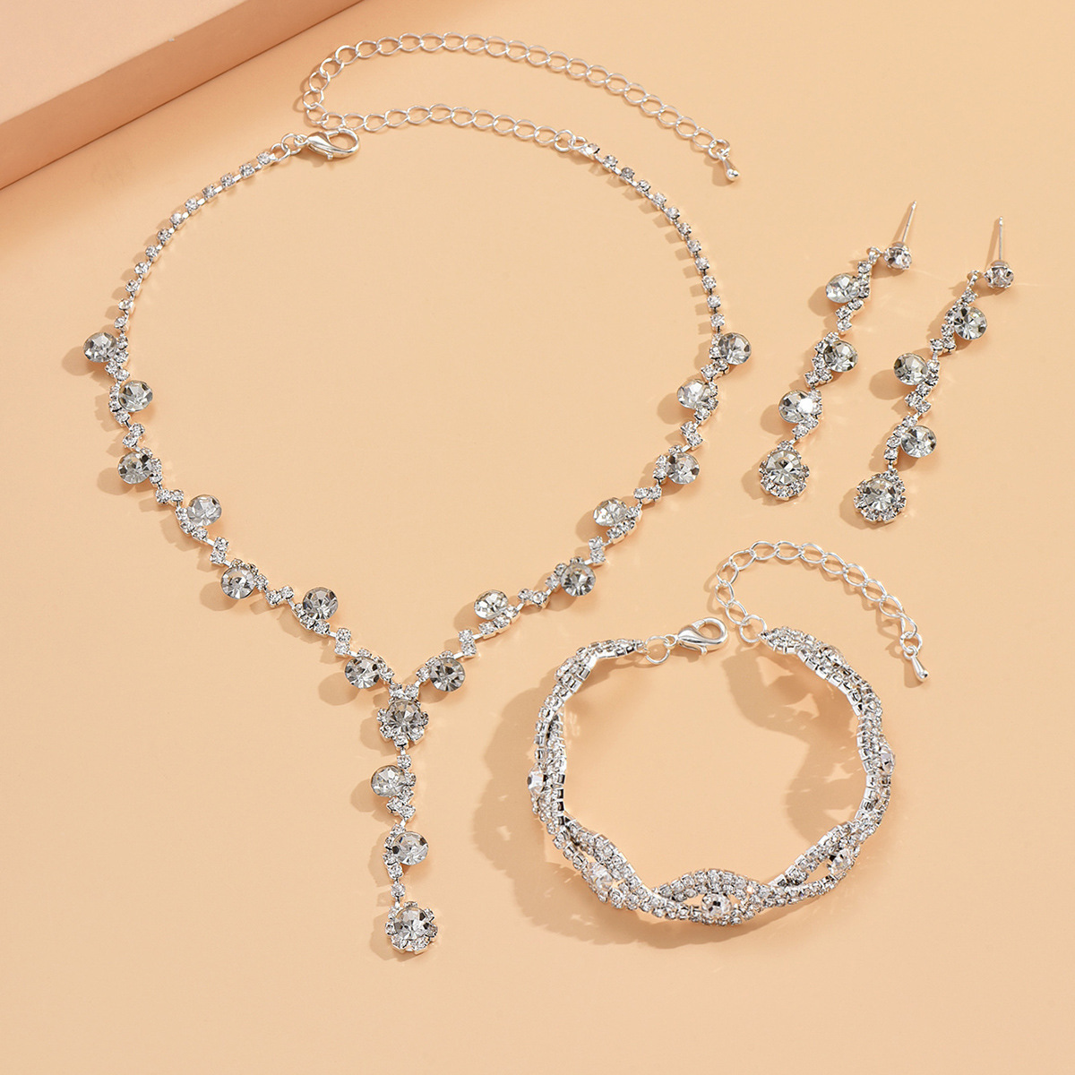 Rhinestone Jewelry Set with Bracelet