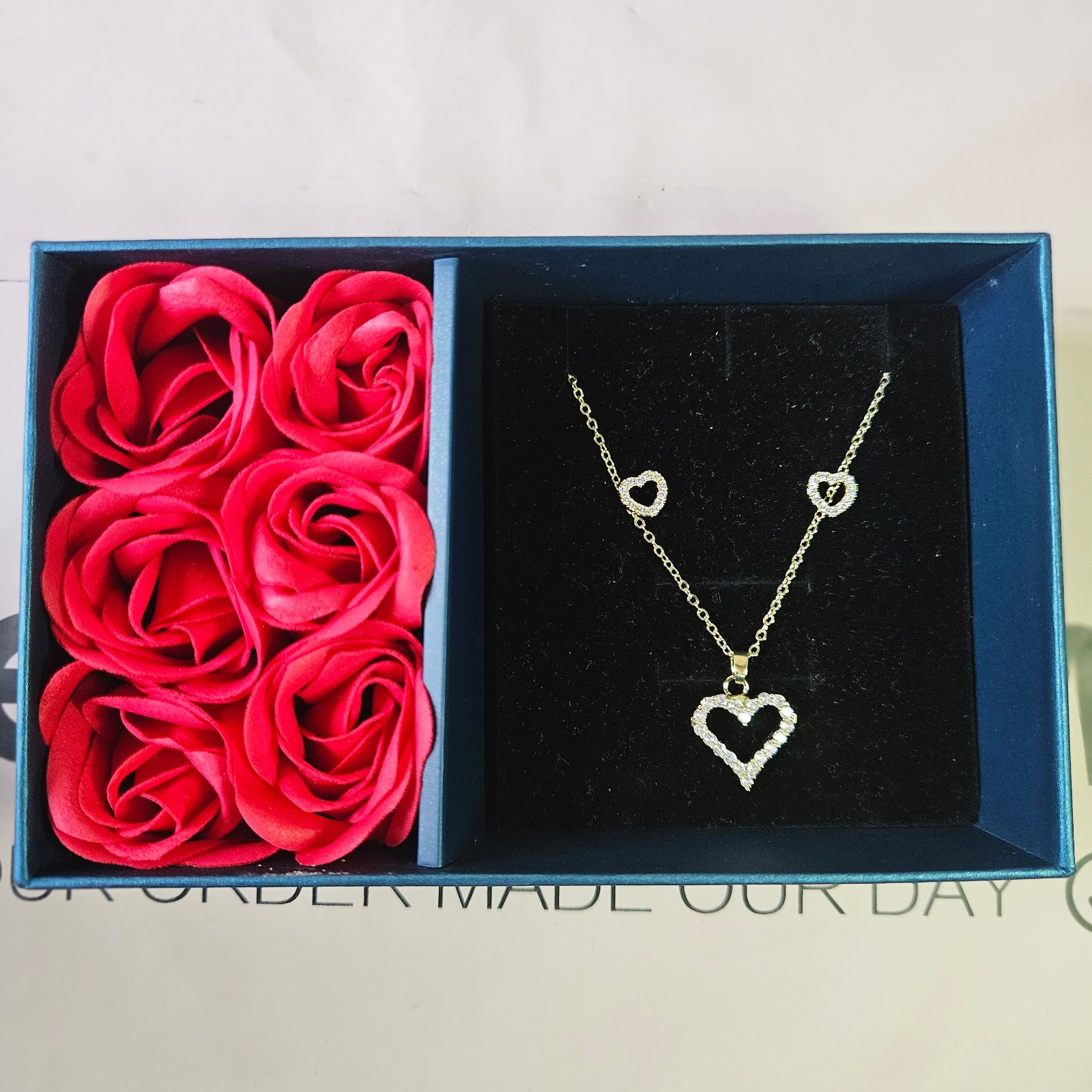 Hollow Heart Zirconia Studded Necklace