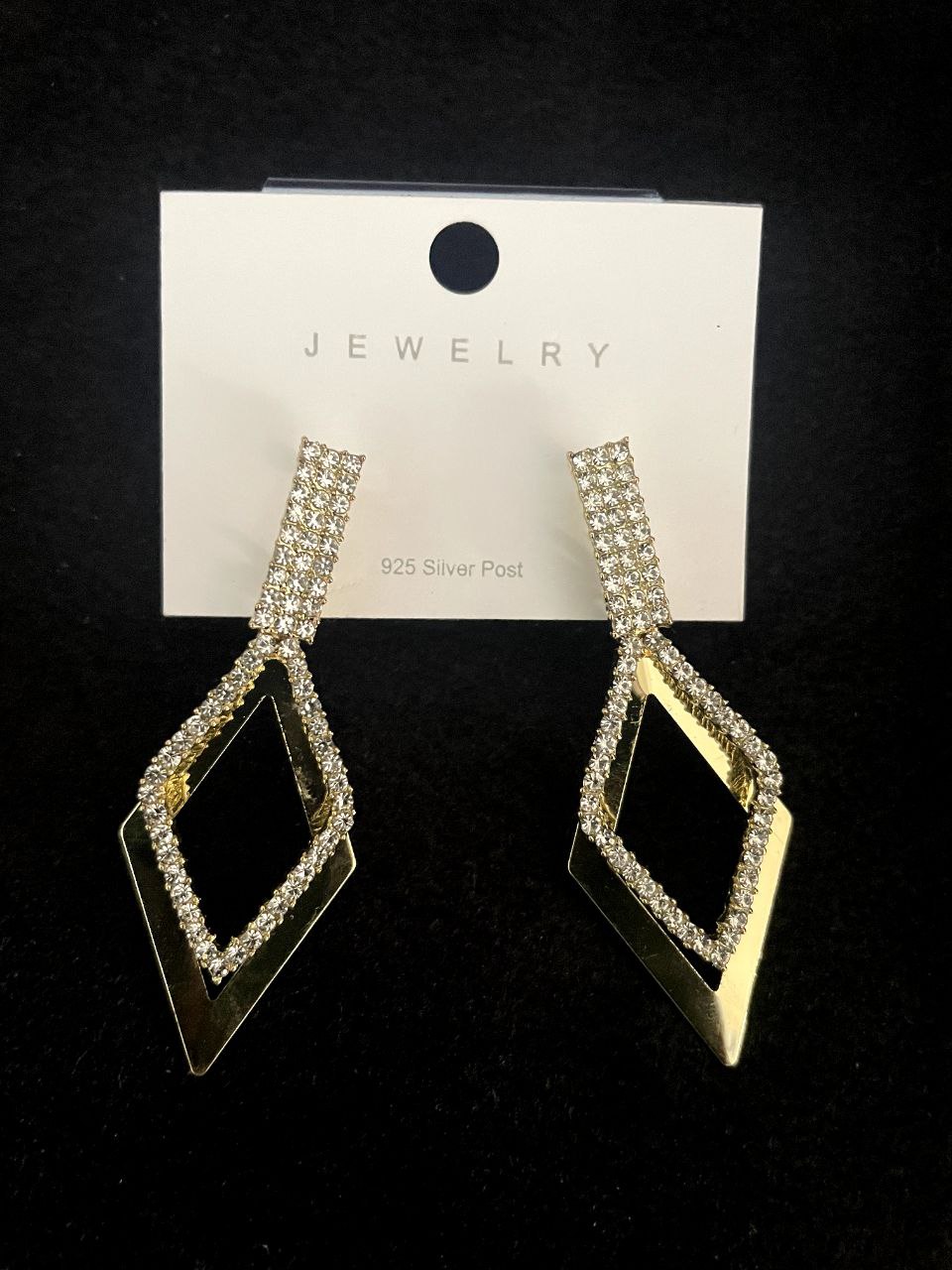 Hollow Rhombus Silver Earrings
