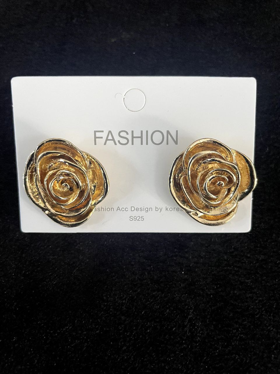 Metallic Rose Flower Stud Earrings